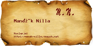 Manák Nilla névjegykártya